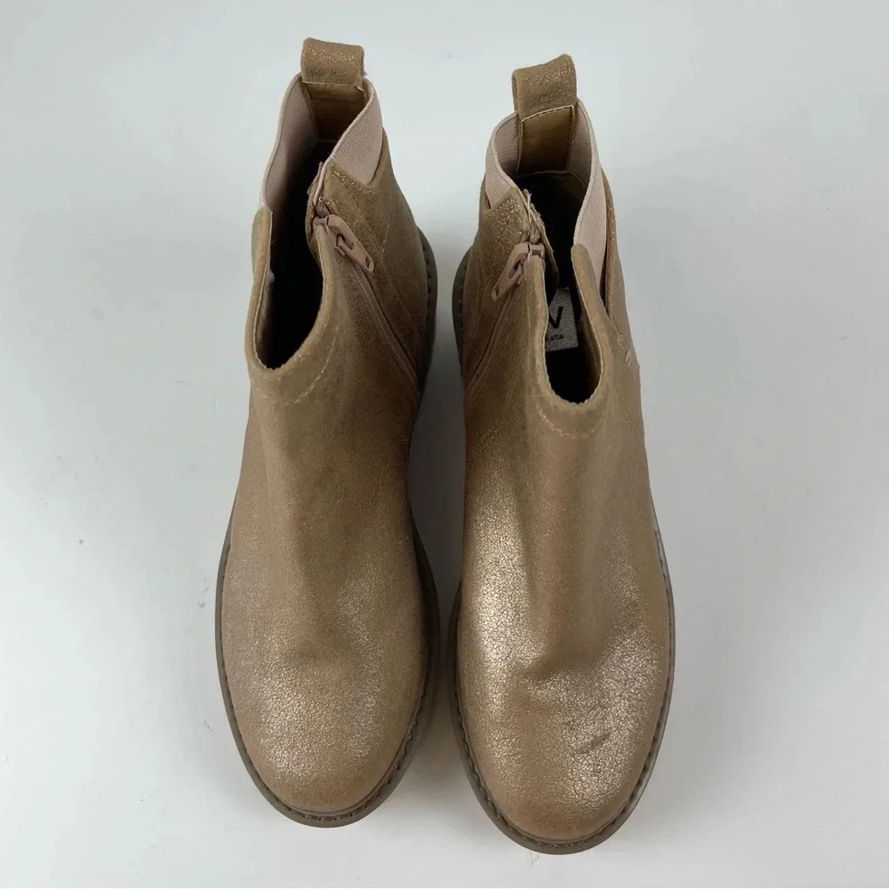 NEW DV Dolce Vita Fury Lug Booties Boots Size 5 Gold Side Zip